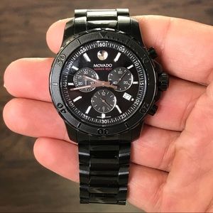 Movado Mens Series 800 Black Stainless Steel Watch